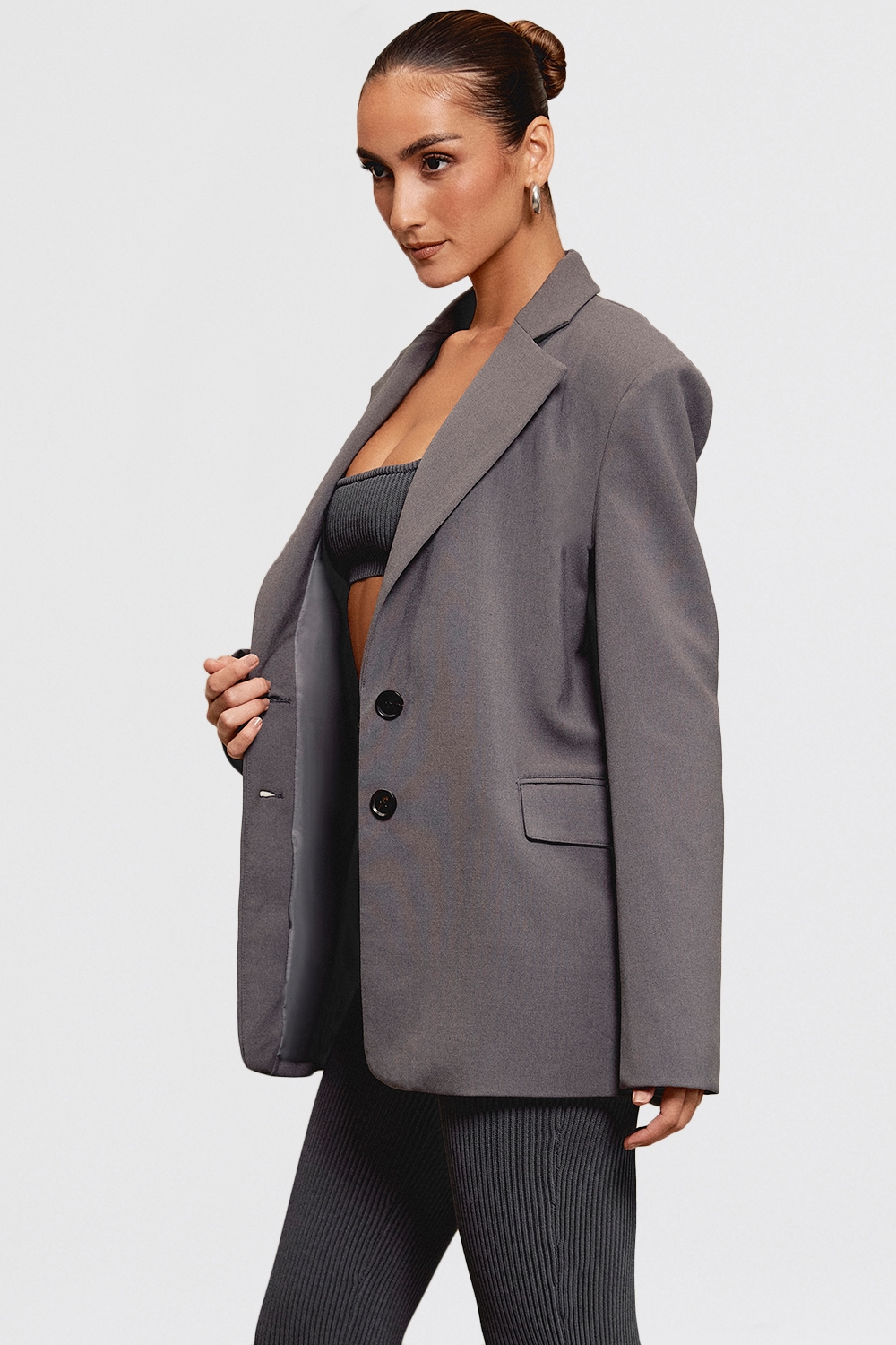 Aline  Dark Grey Oversized Blazer — image 4