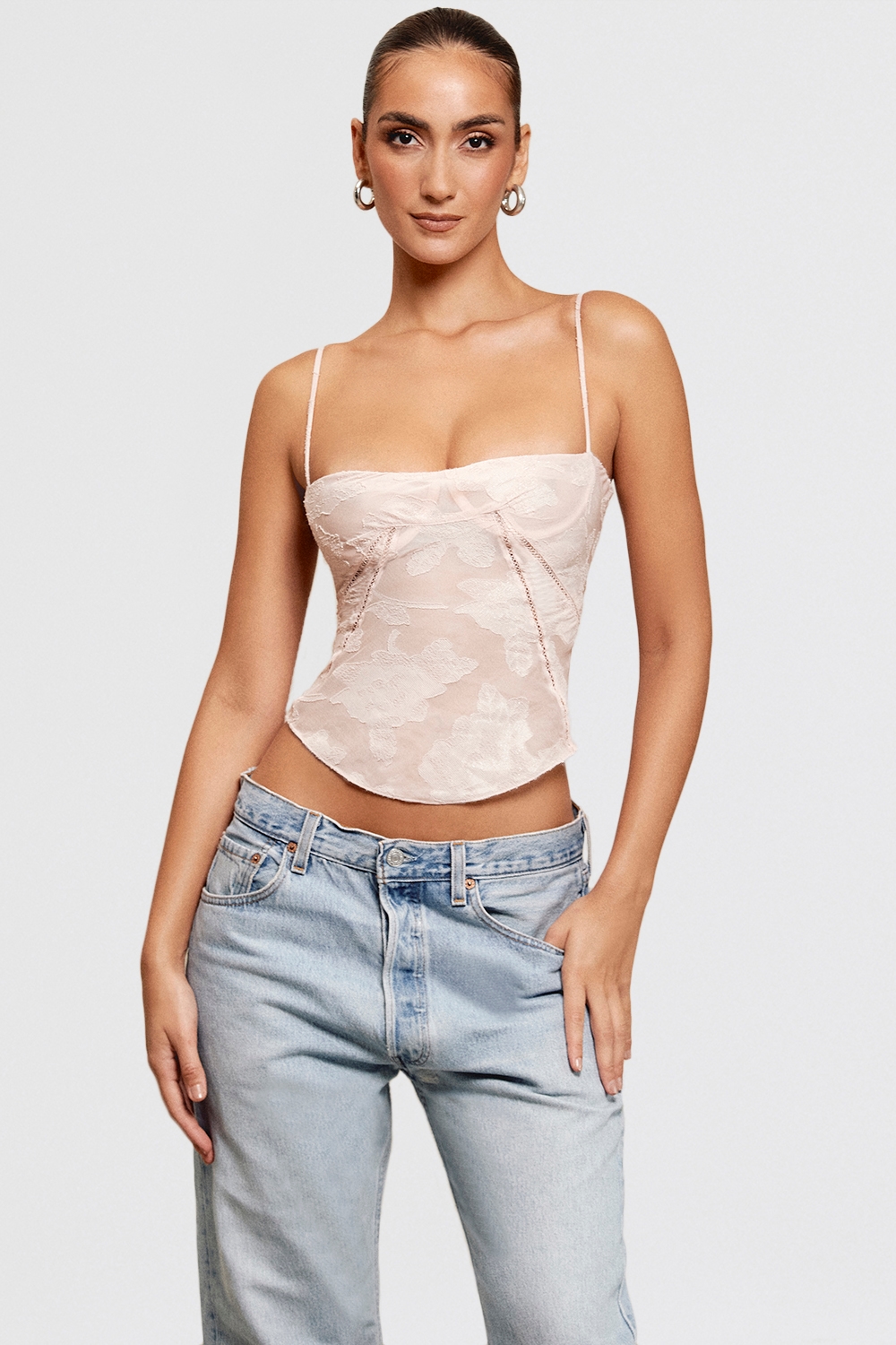 Lisette  Pink Floral Lace Camisole — image 4