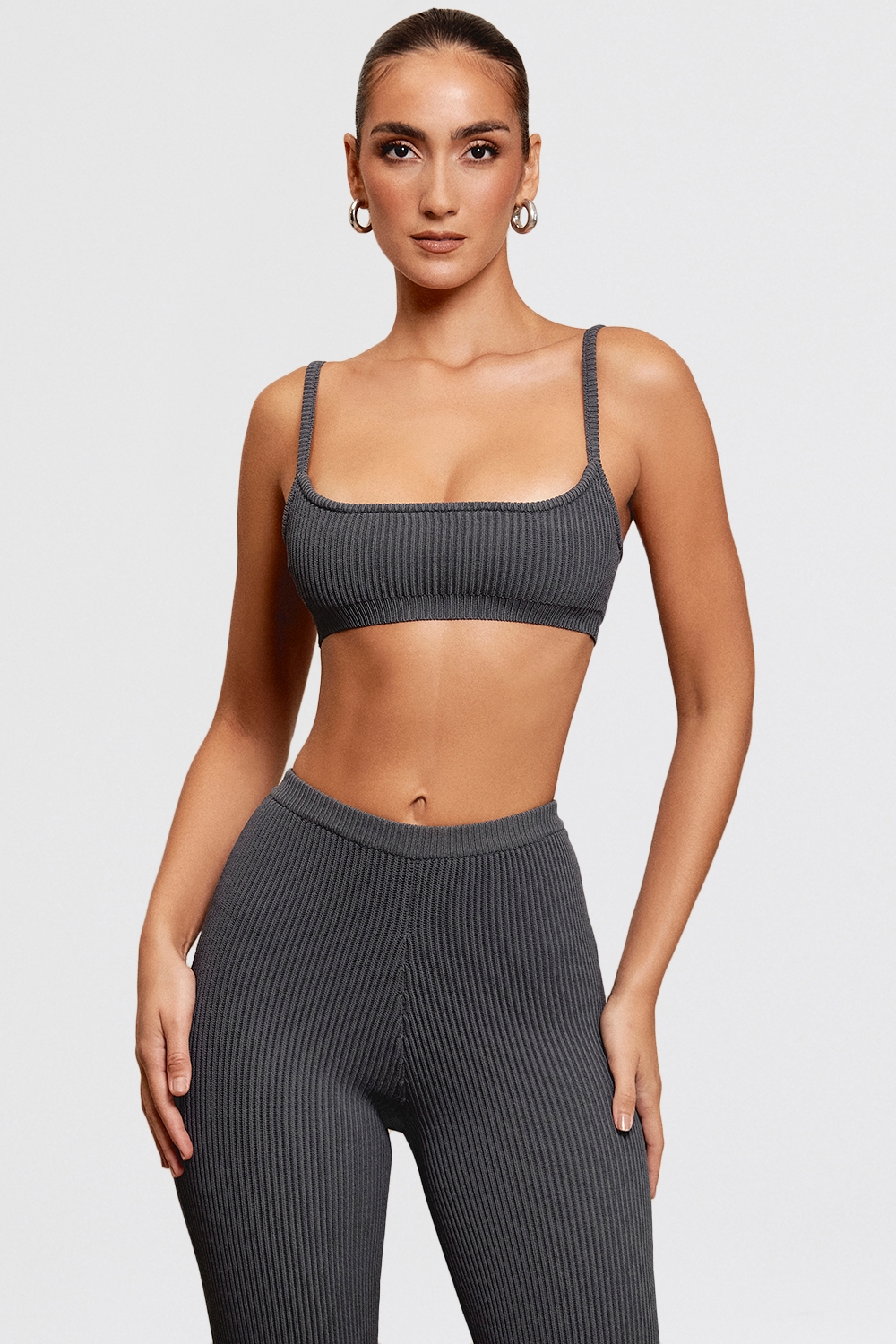 Mischa  Dark Grey Ribbed Knit Bralette — image 3
