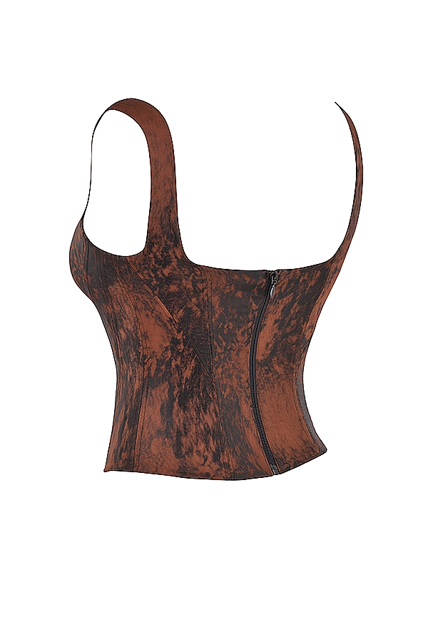 Rafa  Antique Copper Satin Longline Corset — image 13