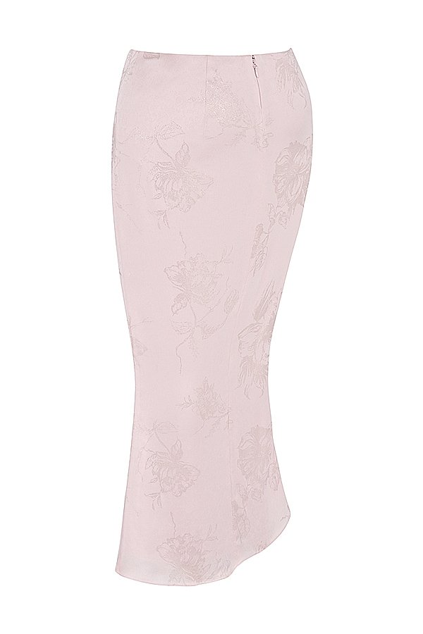 Luisette  Pink Metallic Floral Satin Midi Skirt — image 12