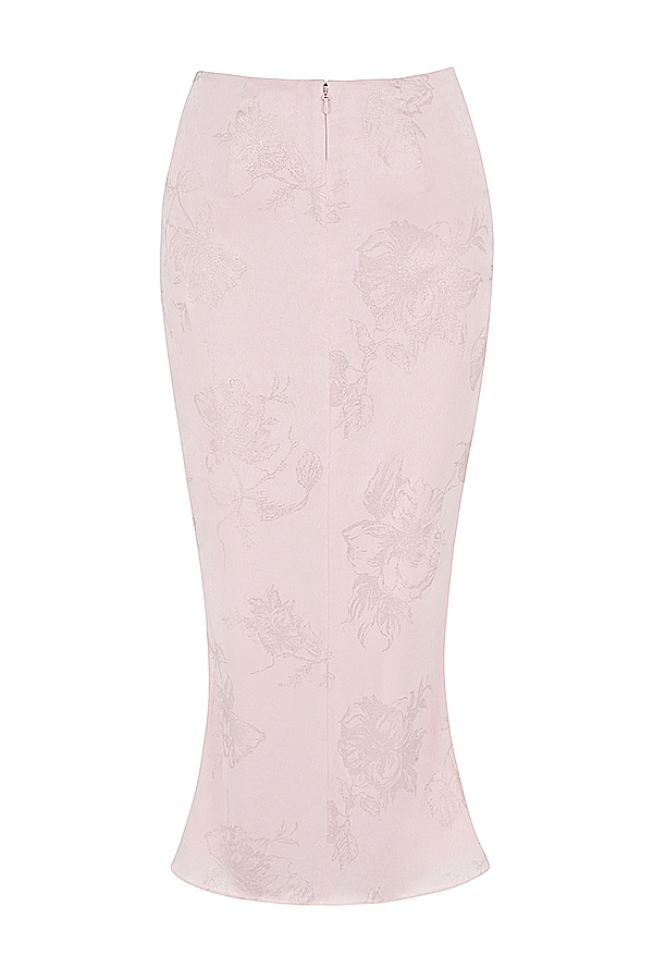 Luisette  Pink Metallic Floral Satin Midi Skirt — image 13