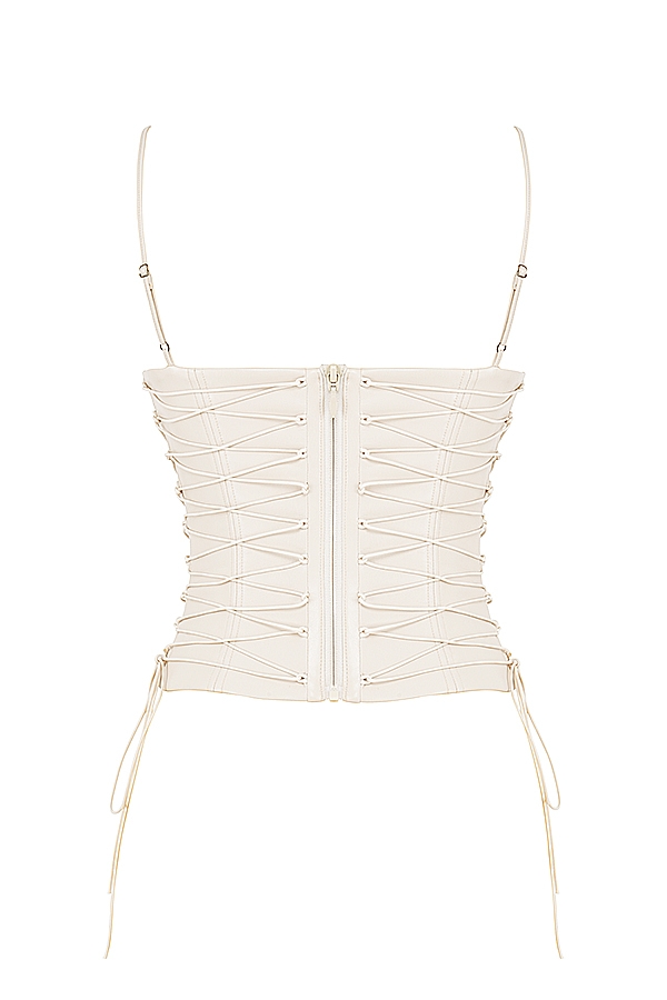 Antonella  Off White Vegan Leather Corset — image 11