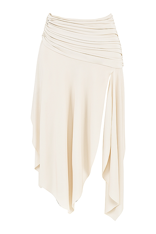 Kaira  Off White Draped Midi Skirt — image 9