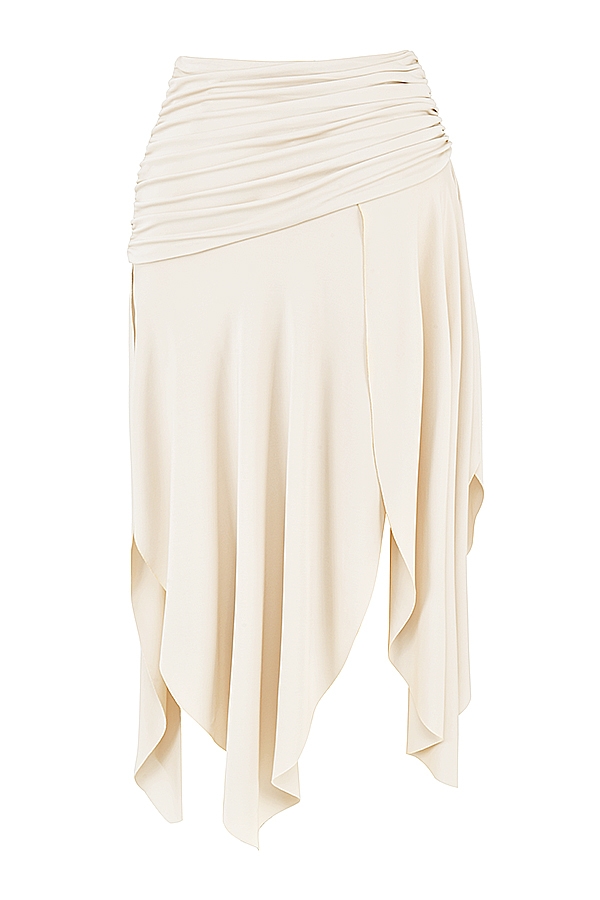 Kaira  Off White Draped Midi Skirt — image 11
