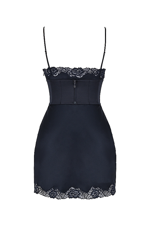 Soraya  Navy Satin Slip Dress — image 21