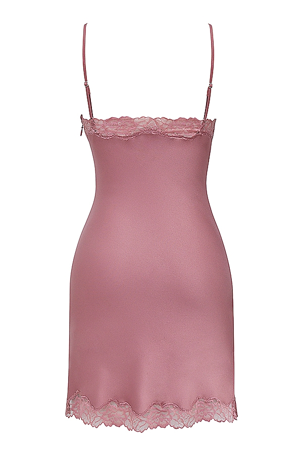 Nia  Rose Pink Satin & Lace Slip Dress — image 13