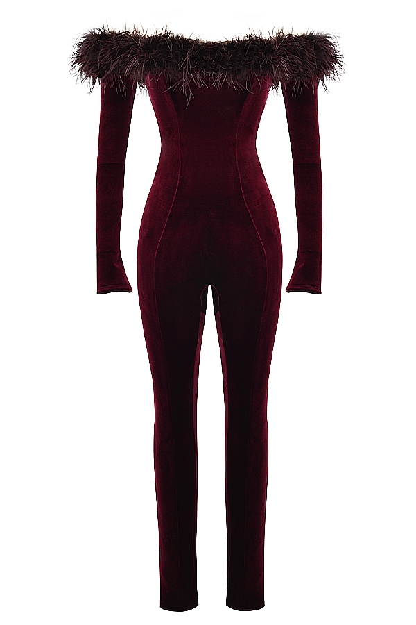Salima  Black Cherry Velvet Jumpsuit — image 11