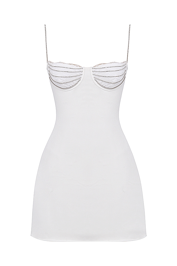 Grace  Ivory Crystallised Mini Dress — image 16