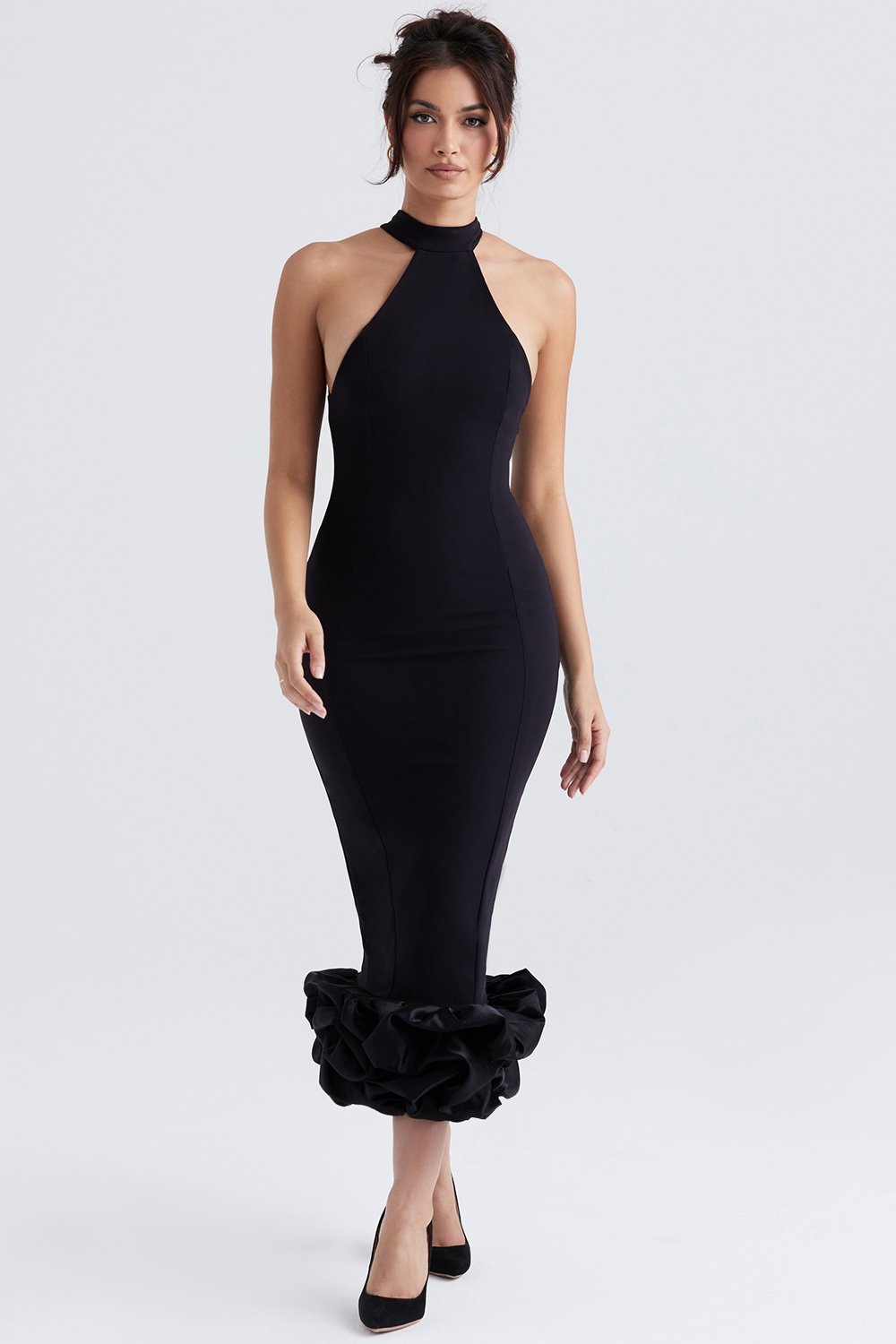 Juniper  Black Peplum Midi Dress — image 3