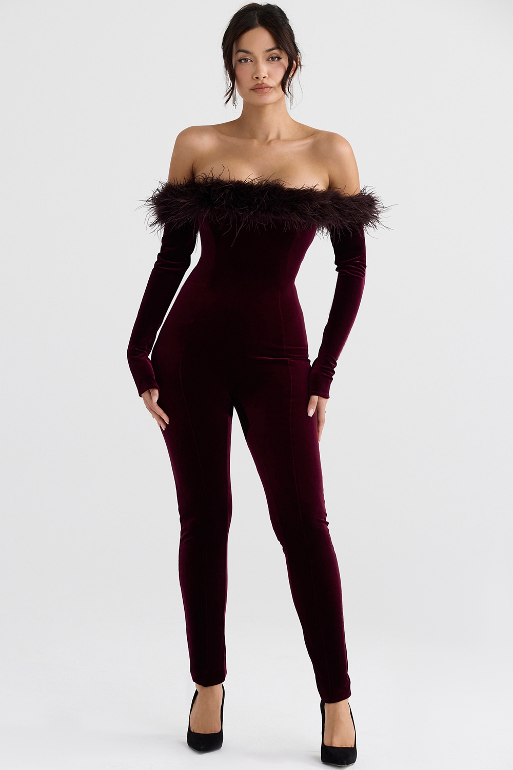 Salima  Black Cherry Velvet Jumpsuit — image 1