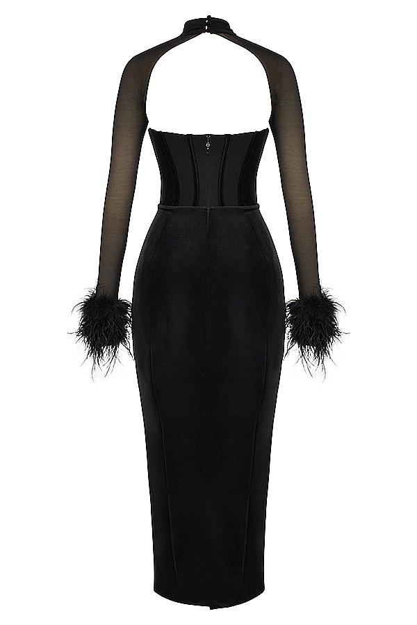 Thalia  Black Velvet Corset Maxi Dress — image 21
