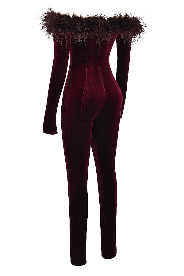 Salima  Black Cherry Velvet Jumpsuit — image 12