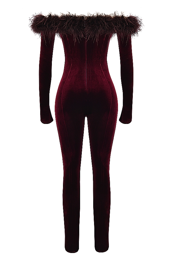 Salima  Black Cherry Velvet Jumpsuit — image 13
