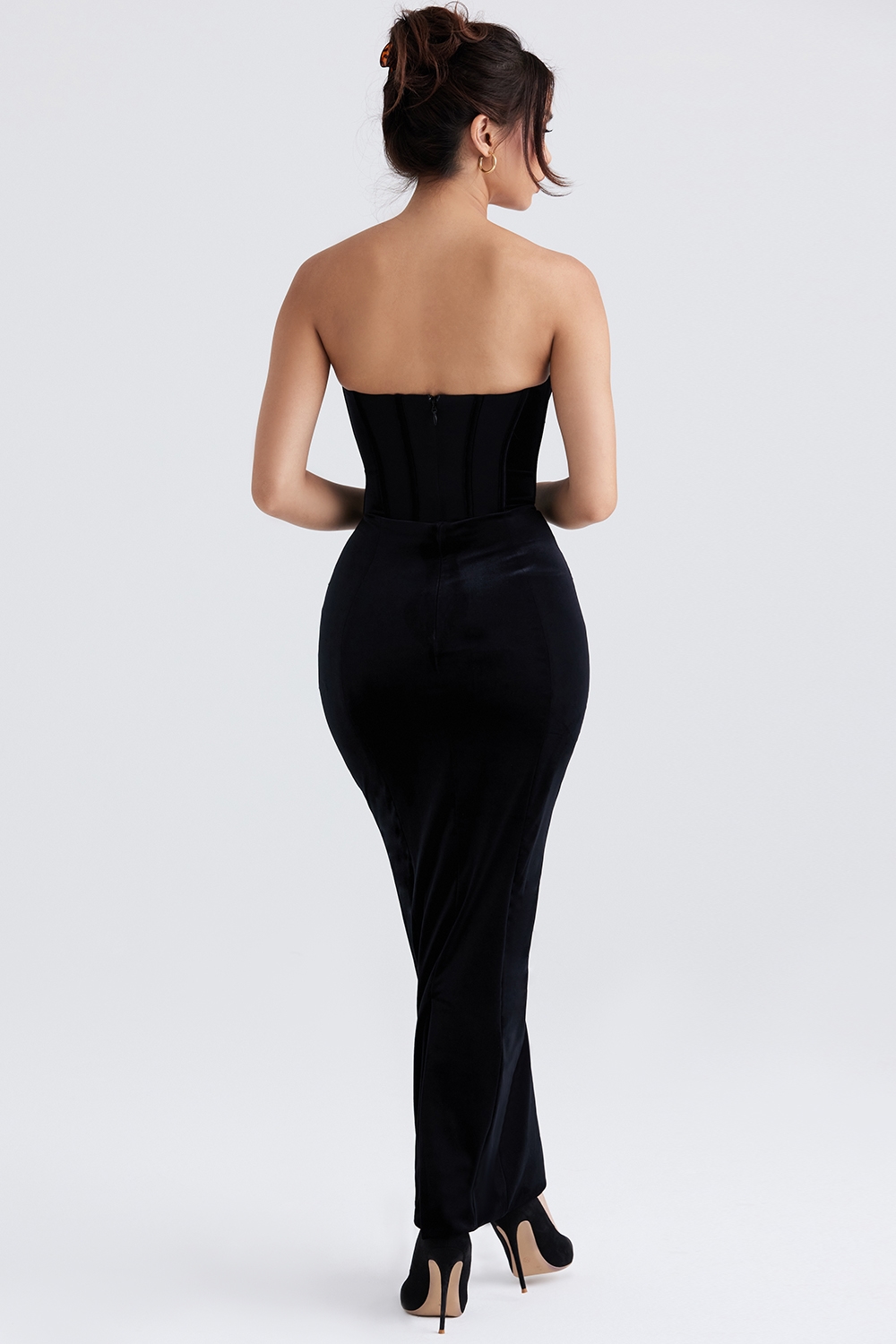 Thalia  Black Velvet Corset Maxi Dress — image 11
