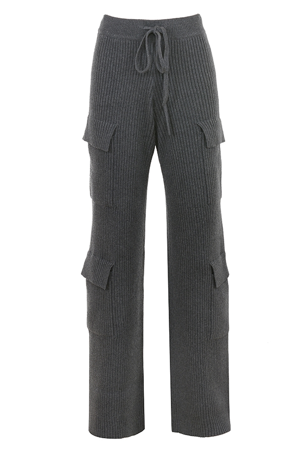 Tea  Charcoal Knitted Utility Trousers — image 15