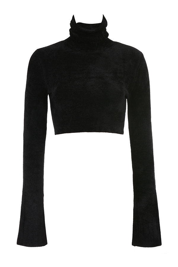 Suri  Black Chenille Cropped Top — image 14
