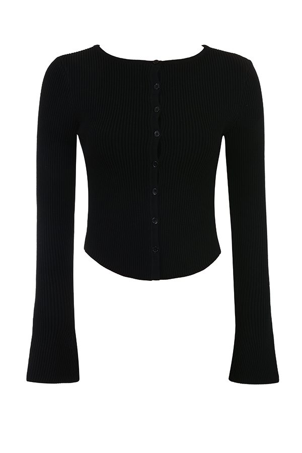 Sylvia  Black Ribbed Knit Cardigan — image 13