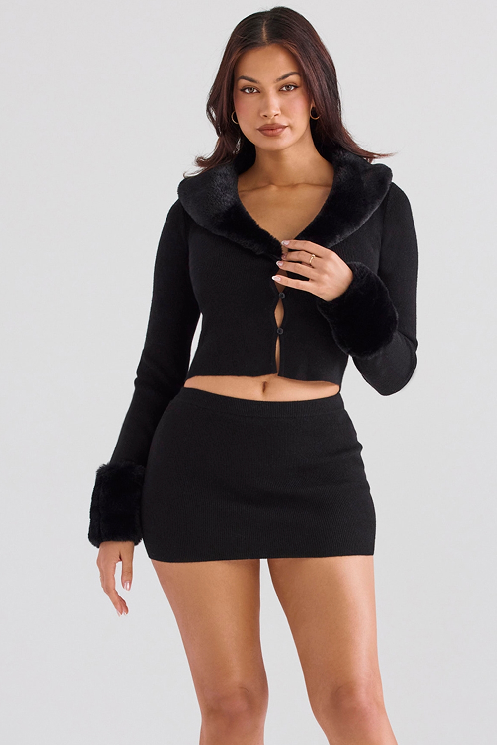 Avril Black Cashmere Mini Skirt