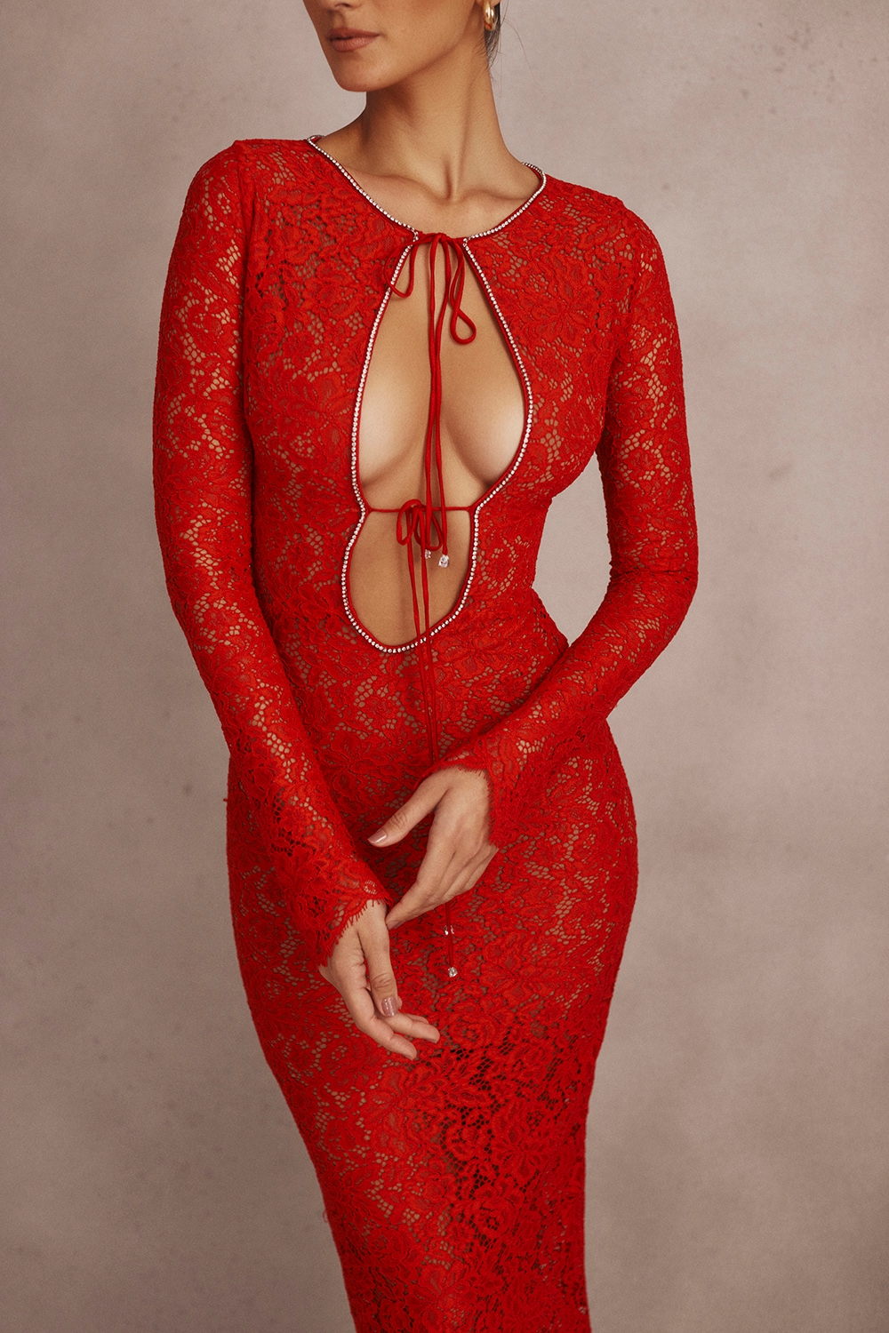 Lisandra  Red Lace Maxi Dress — image 11
