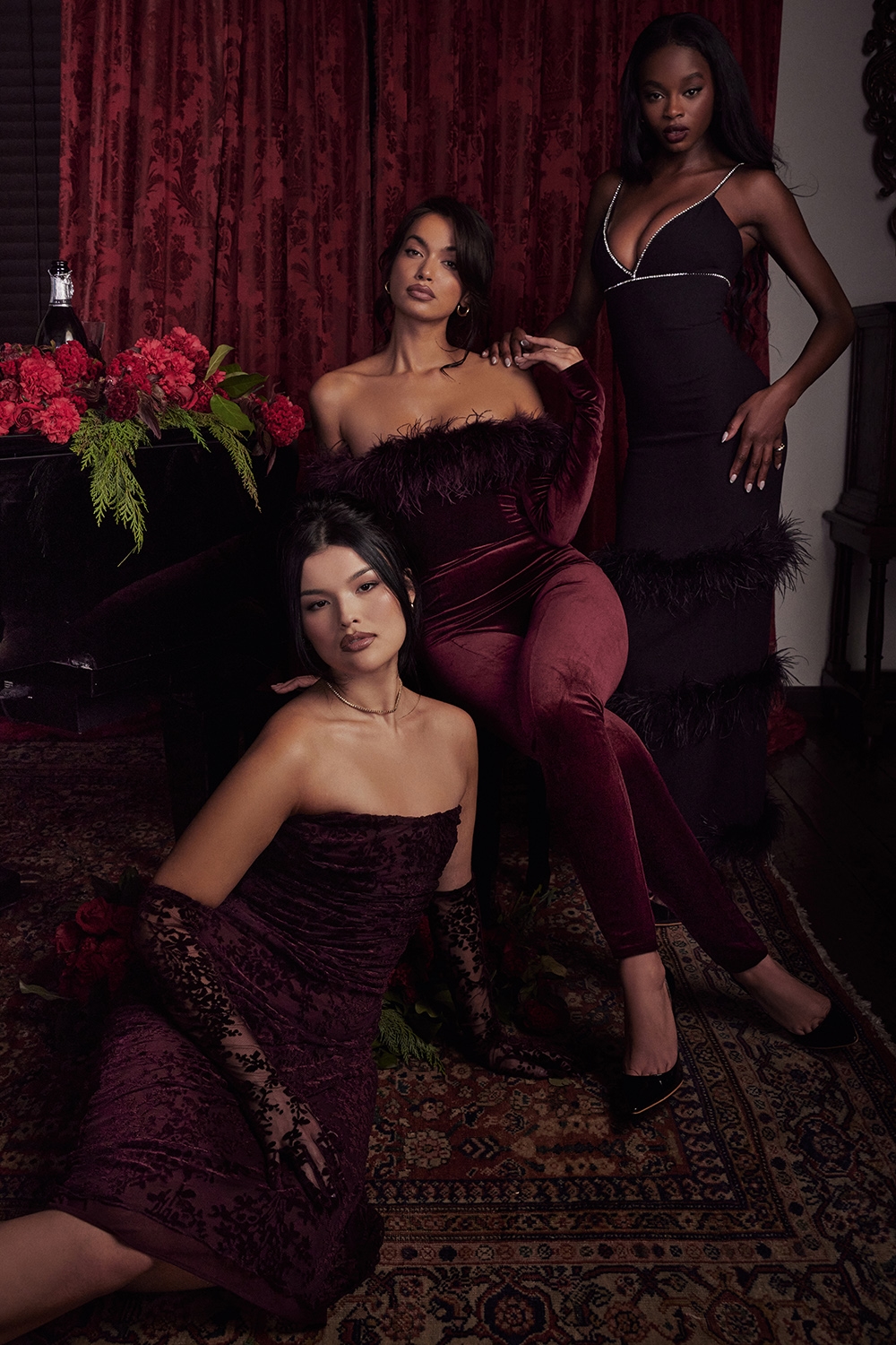 Salima  Black Cherry Velvet Jumpsuit — image 10