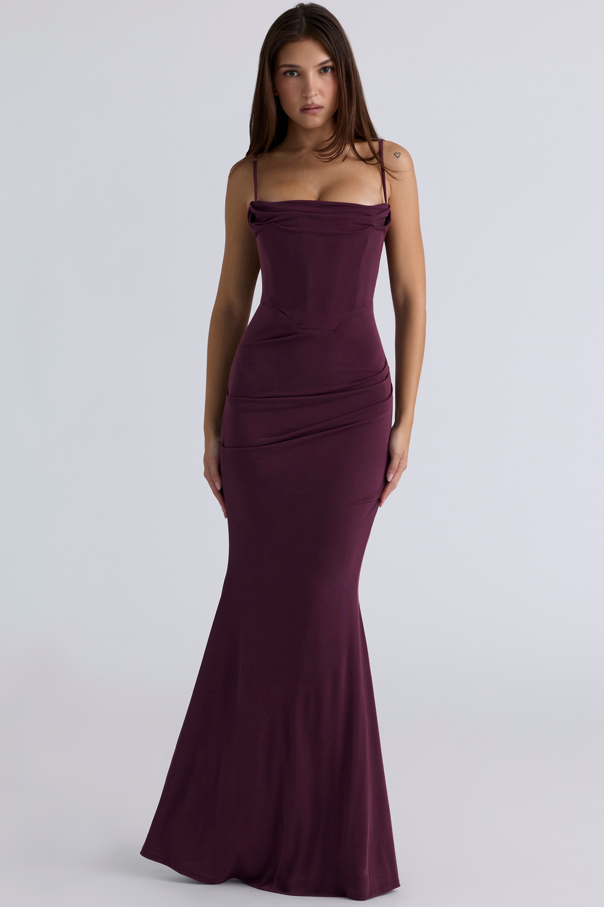 Milena  Dark Cherry Corset Maxi Dress — image 1
