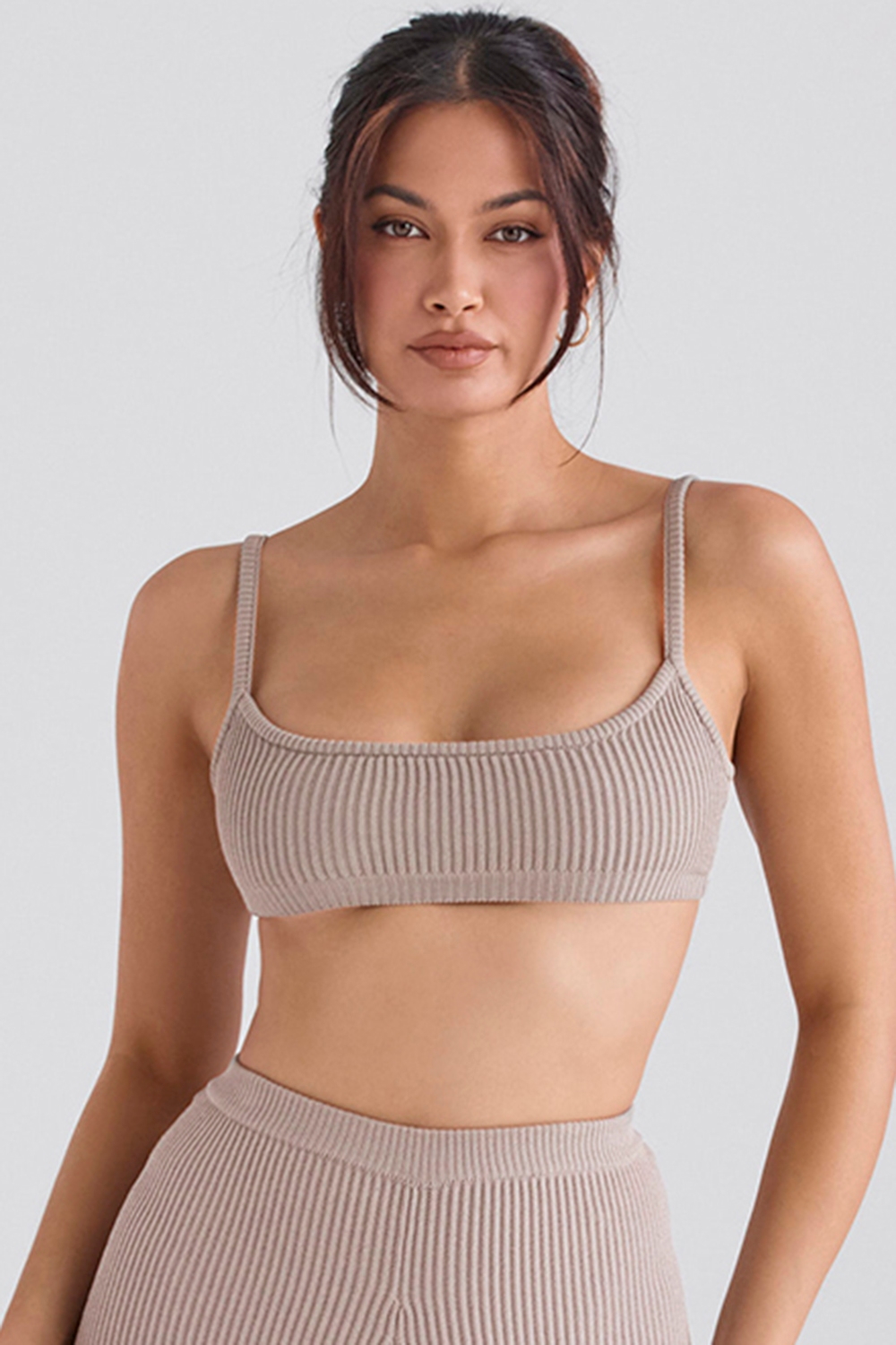 Mischa  Taupe Ribbed Knit Bralette — image 1