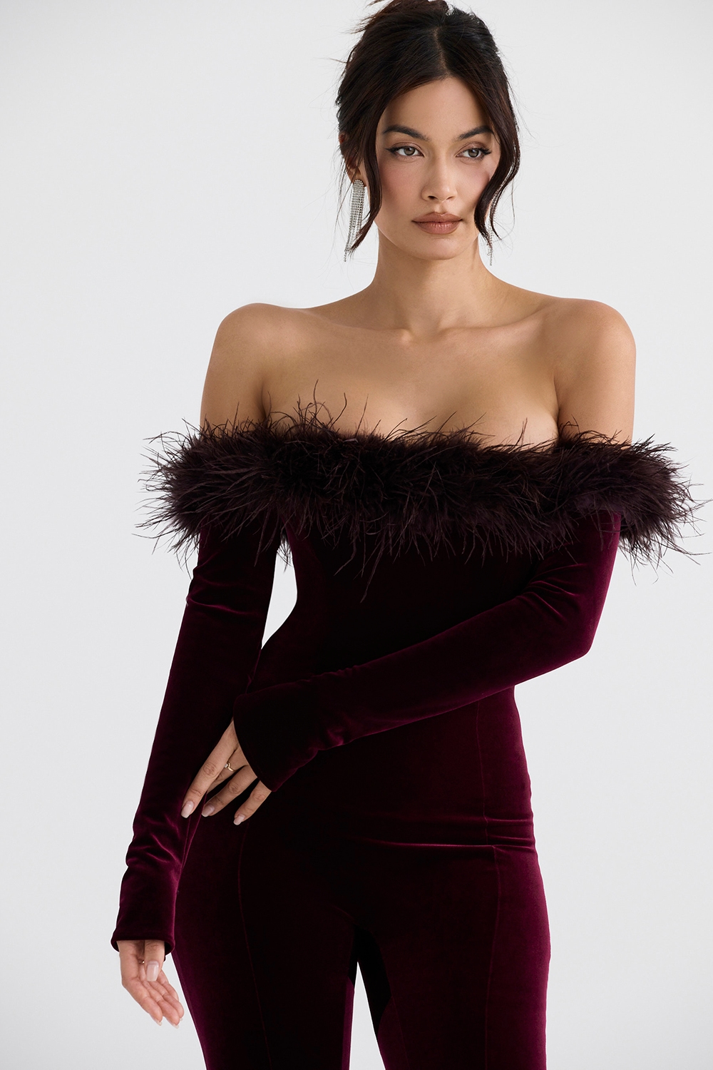 Salima  Black Cherry Velvet Jumpsuit — image 3