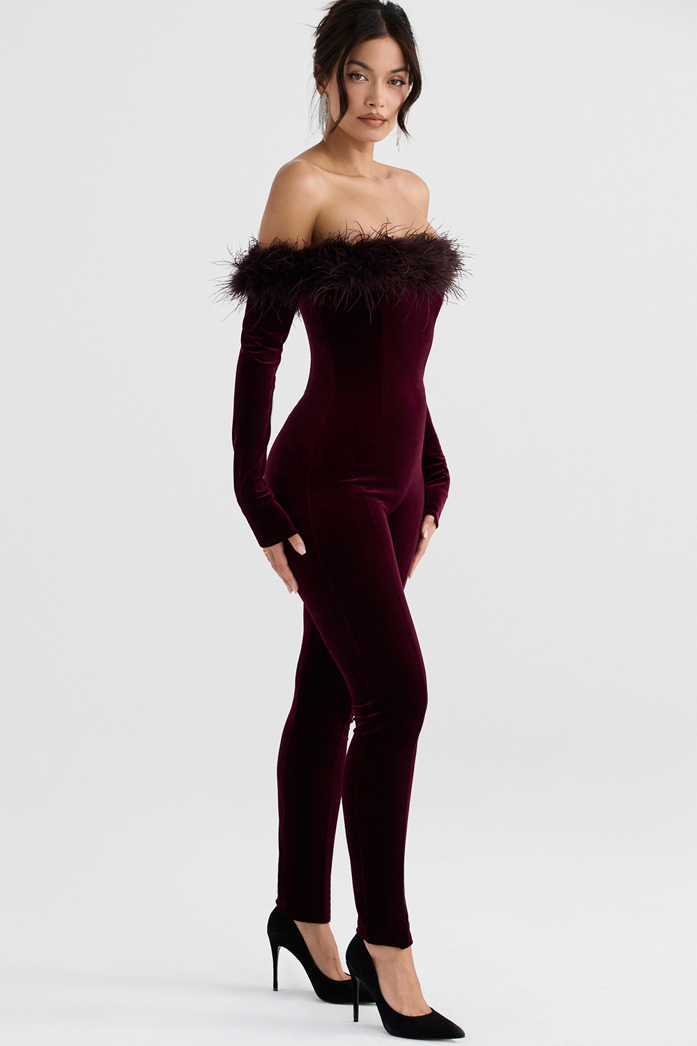Salima  Black Cherry Velvet Jumpsuit — image 6