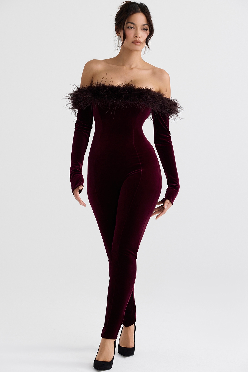 Salima  Black Cherry Velvet Jumpsuit — image 2