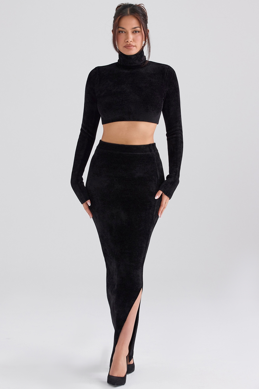 Rene  Black Chenille Maxi Skirt — image 5