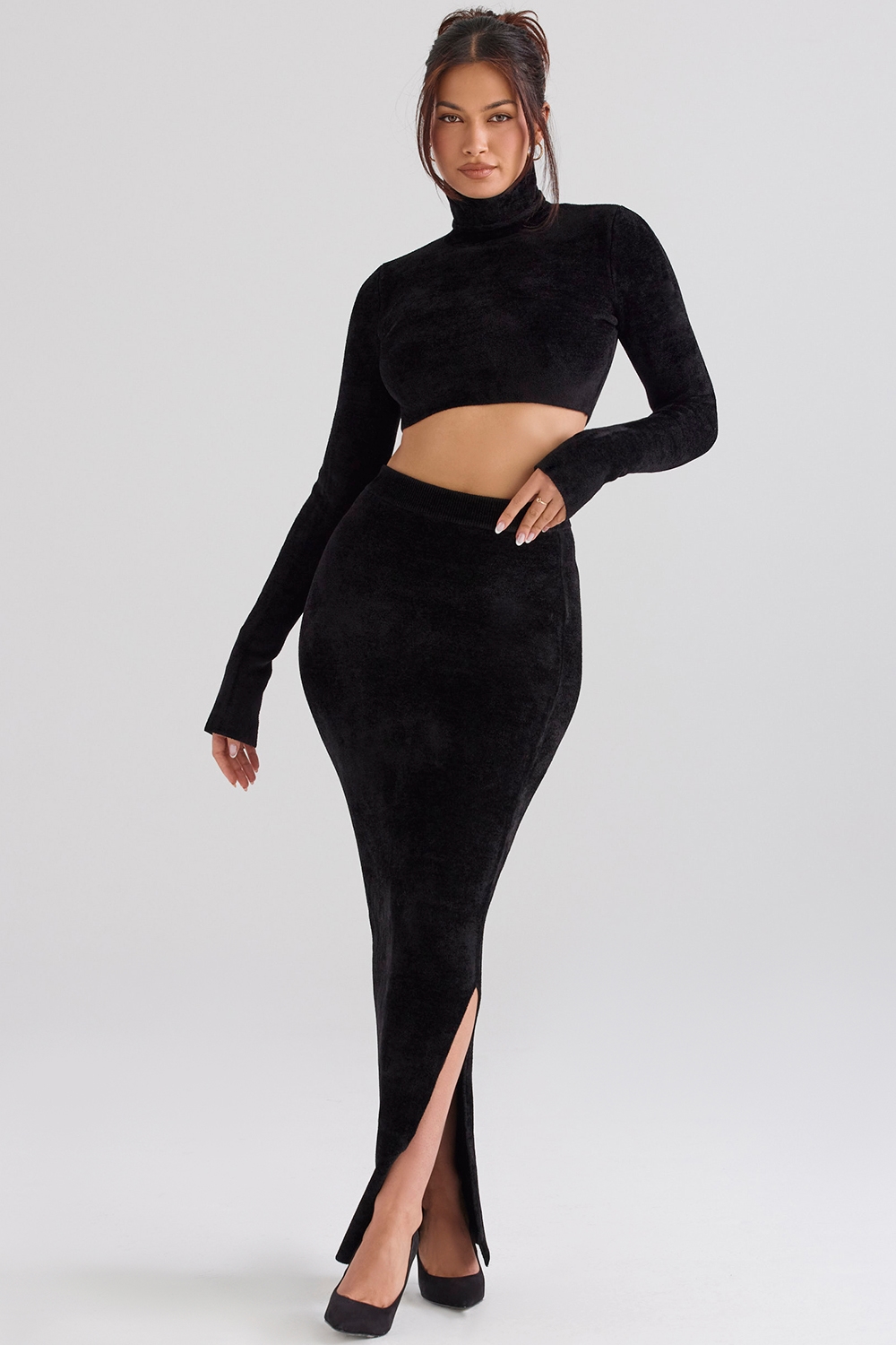 Rene  Black Chenille Maxi Skirt — image 6