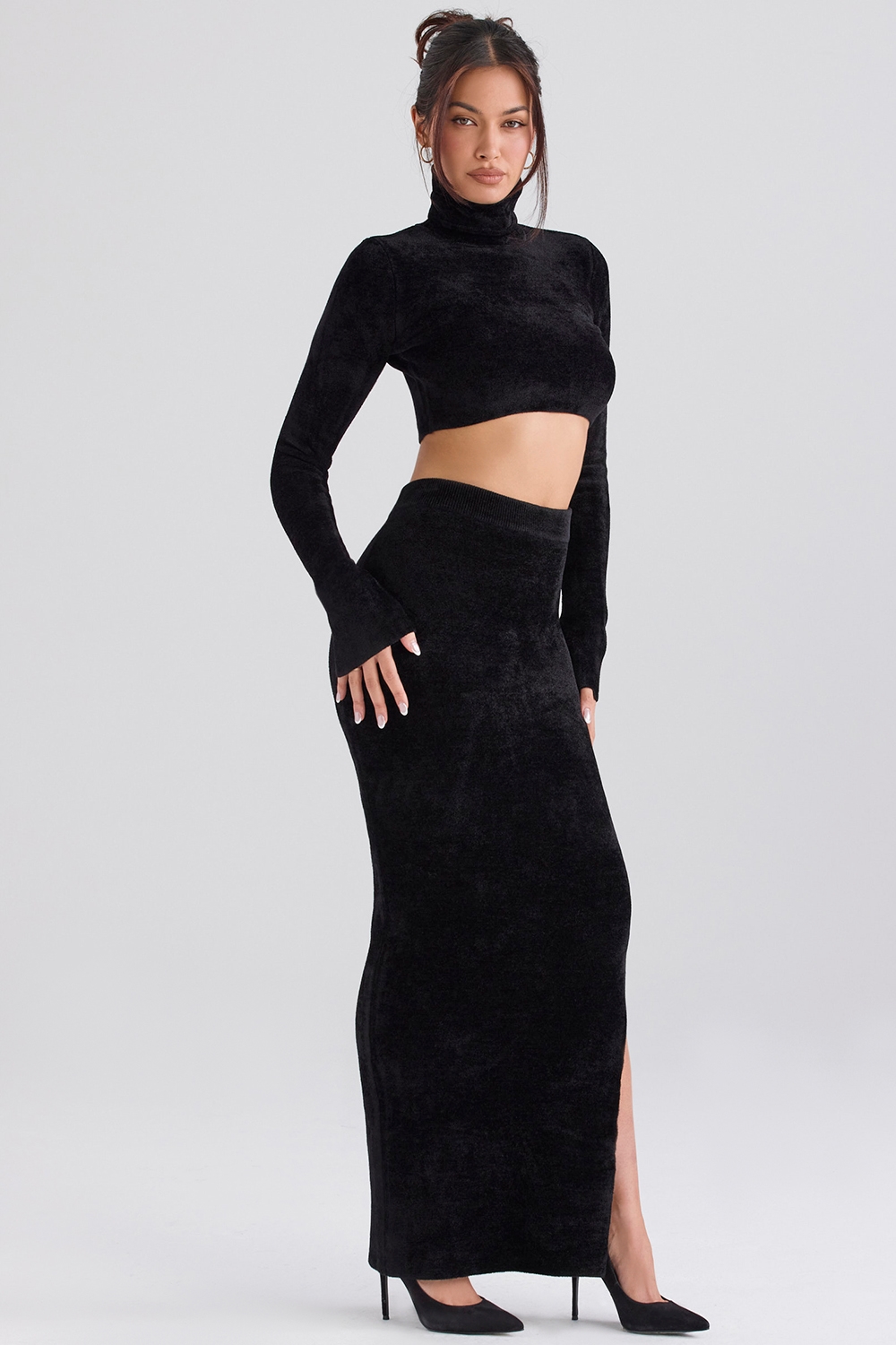 Rene  Black Chenille Maxi Skirt — image 7