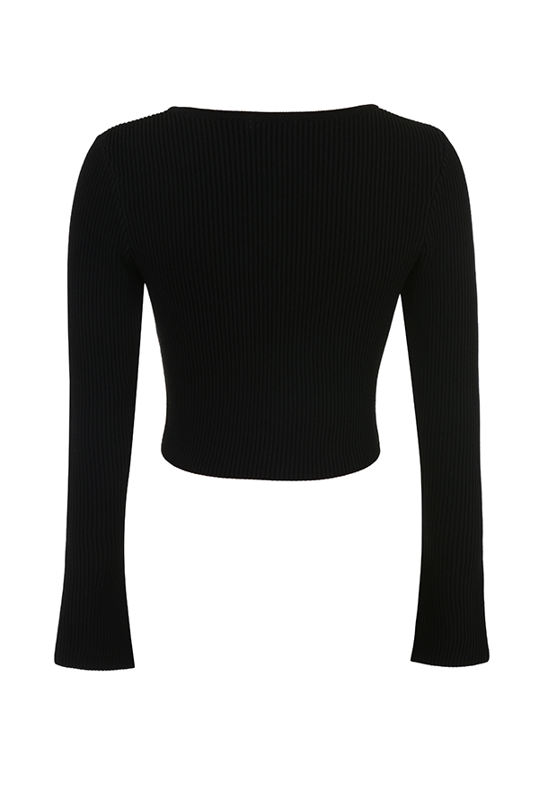 Sylvia  Black Ribbed Knit Cardigan — image 15