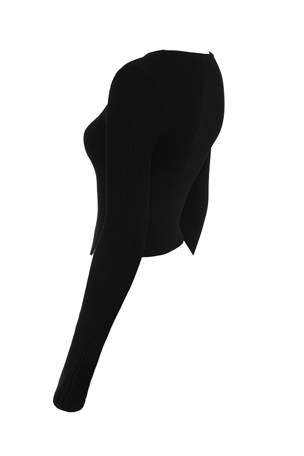 Sylvia  Black Ribbed Knit Cardigan — image 14