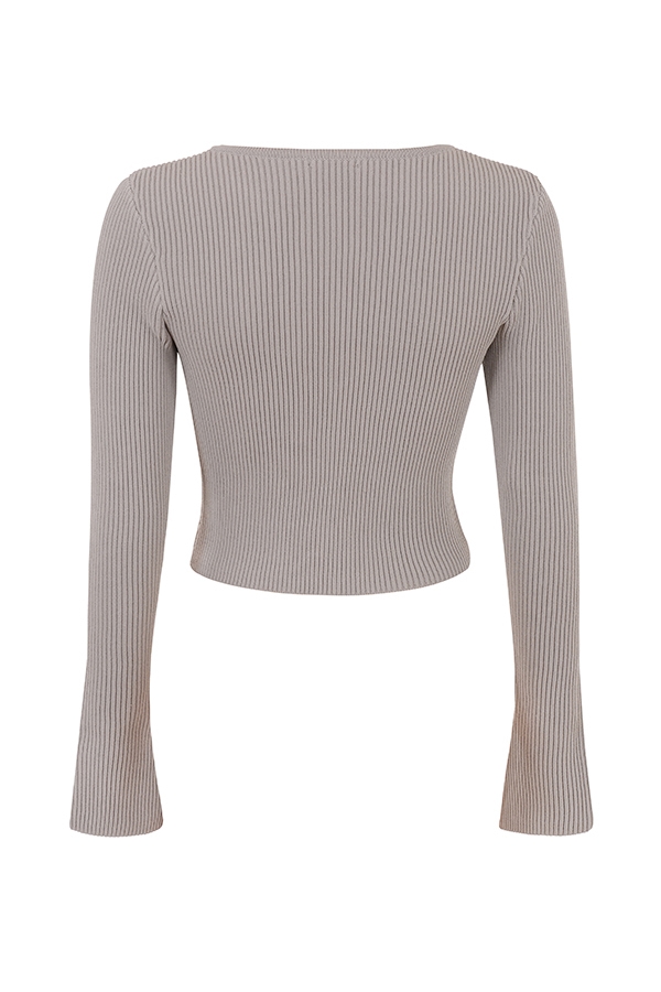Sylvia  Taupe Ribbed Knit Cardigan — image 12