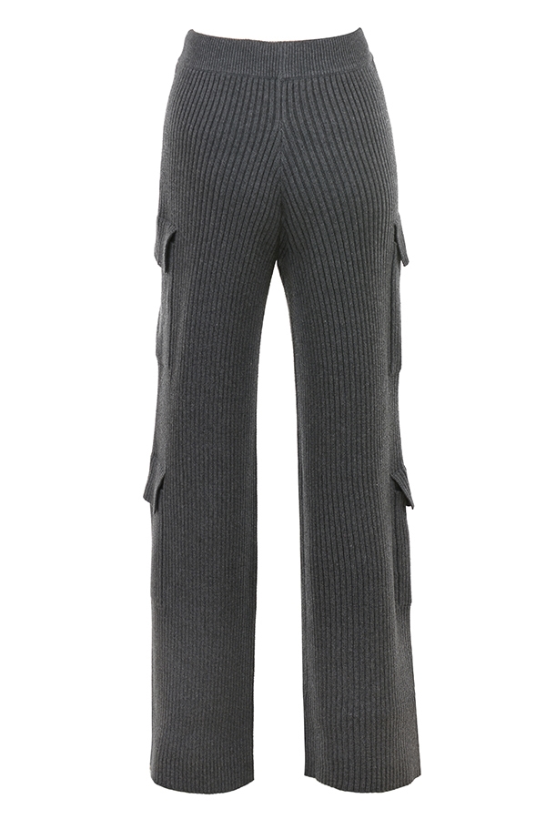 Tea  Charcoal Knitted Utility Trousers — image 17