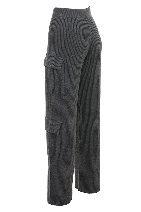 Tea  Charcoal Knitted Utility Trousers — image 16