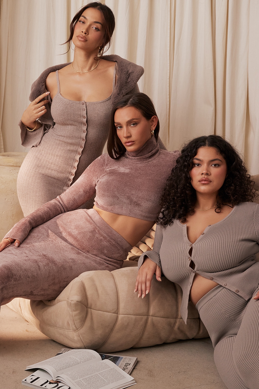 Sylvia  Taupe Ribbed Knit Cardigan — image 9