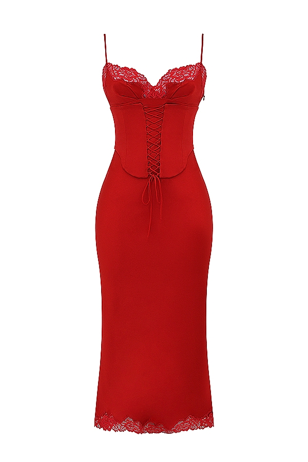 Salma  Red Rose Satin Slip Dress — image 14