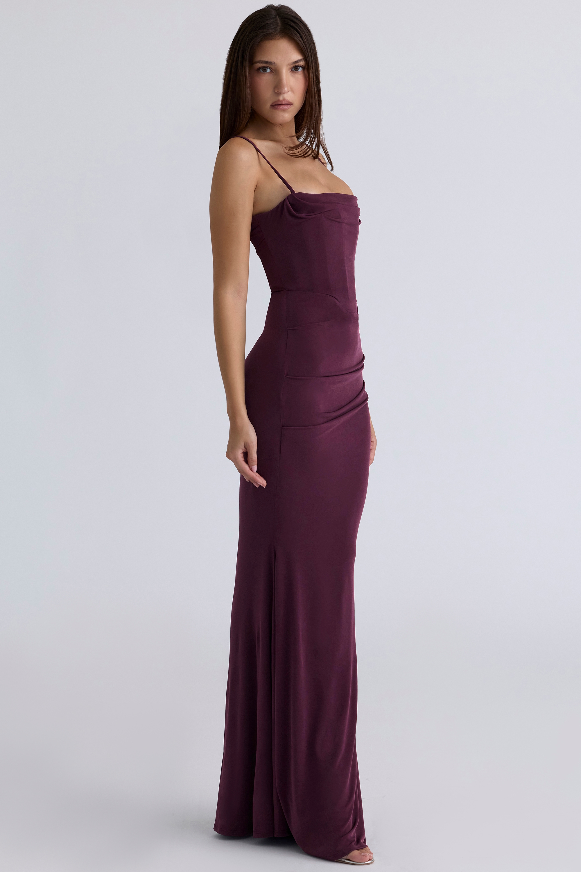 Milena  Dark Cherry Corset Maxi Dress — image 5