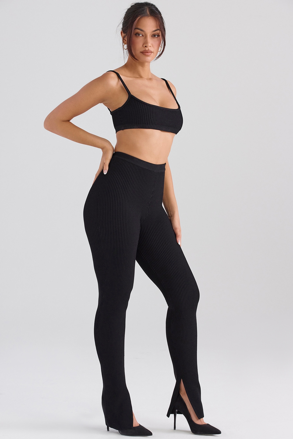 Mitzi  Black Ribbed Knit Leggings — image 8