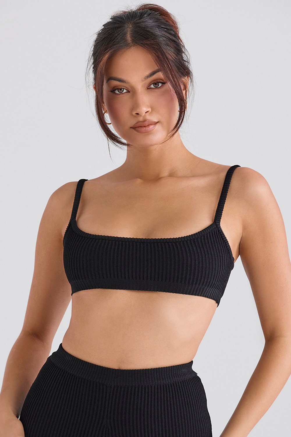 Mischa  Black Ribbed Knit Bralette — image 2