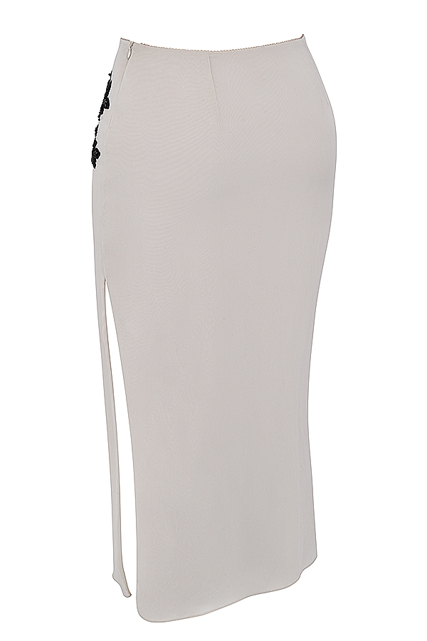 Amal  Champagne Beaded Midi Skirt — image 14