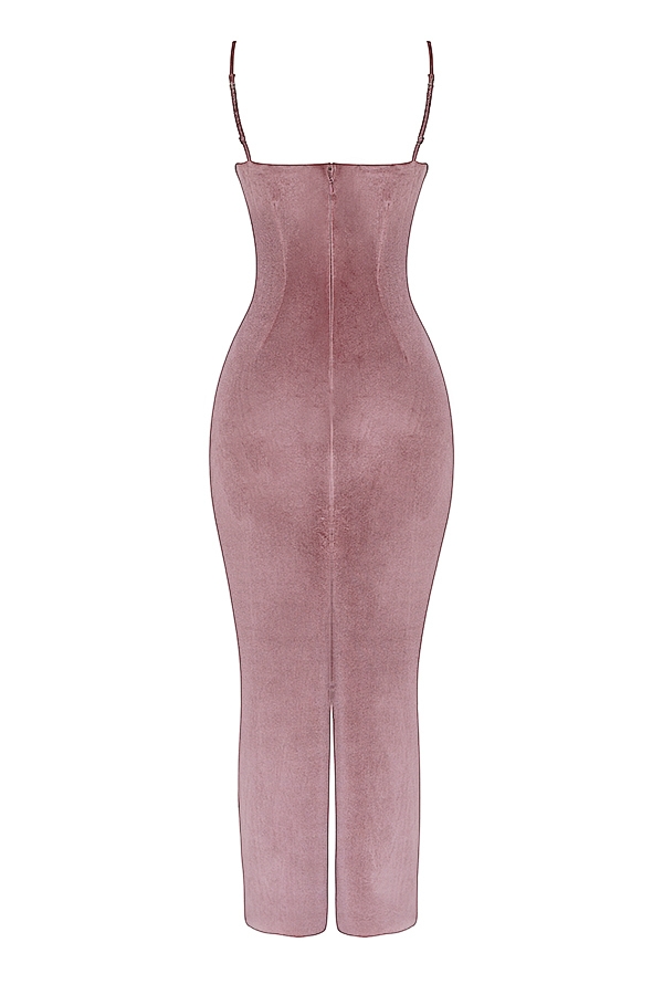 Azalea  Soft Pink Velvet Midi Dress — image 16