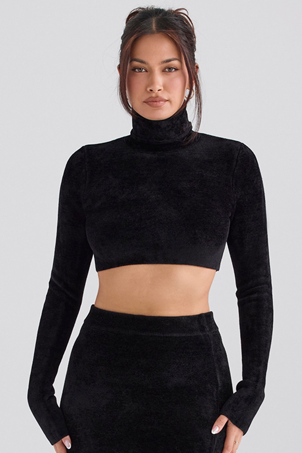 Suri  Black Chenille Cropped Top — image 5