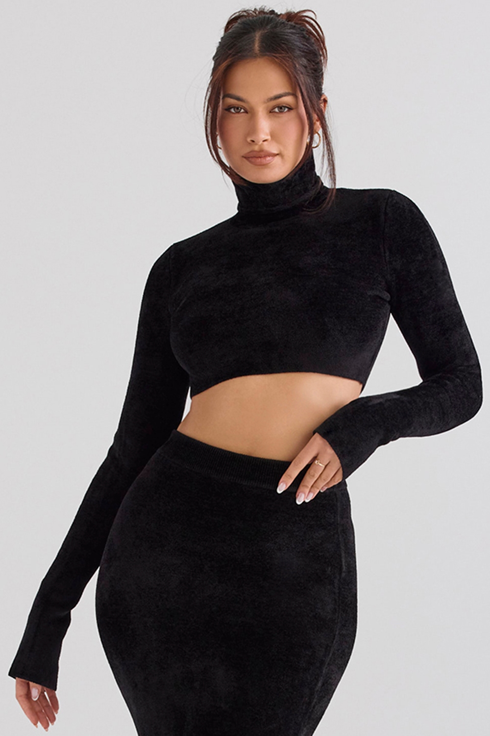 Suri  Black Chenille Cropped Top — image 6