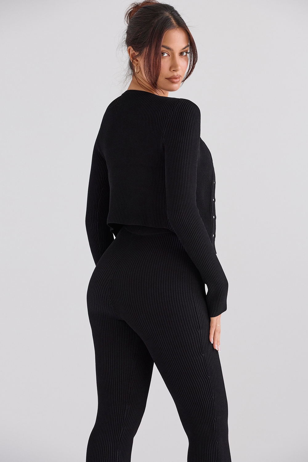 Sylvia  Black Ribbed Knit Cardigan — image 9