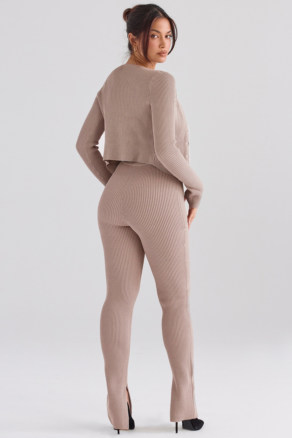 Mitzi  Taupe Ribbed Knit Leggings — image 6