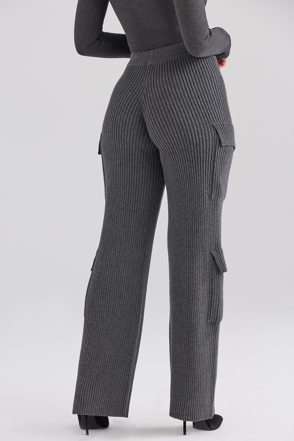 Tea  Charcoal Knitted Utility Trousers — image 11